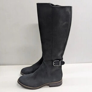 New Clarks Black Camzin Branch Knee High Zipper Closure Boots Size 5.5